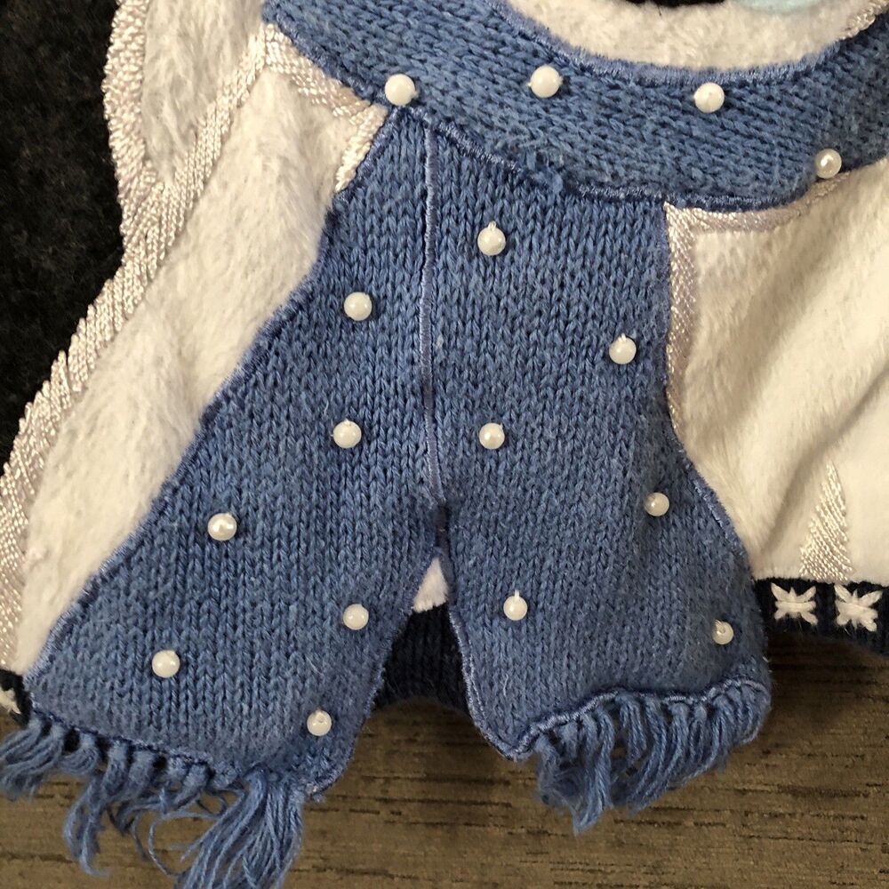 Women’s Size L 14/16 Penguin Christmas Winter Blue Zip Up Cardigan Sweater - Picture 8 of 16